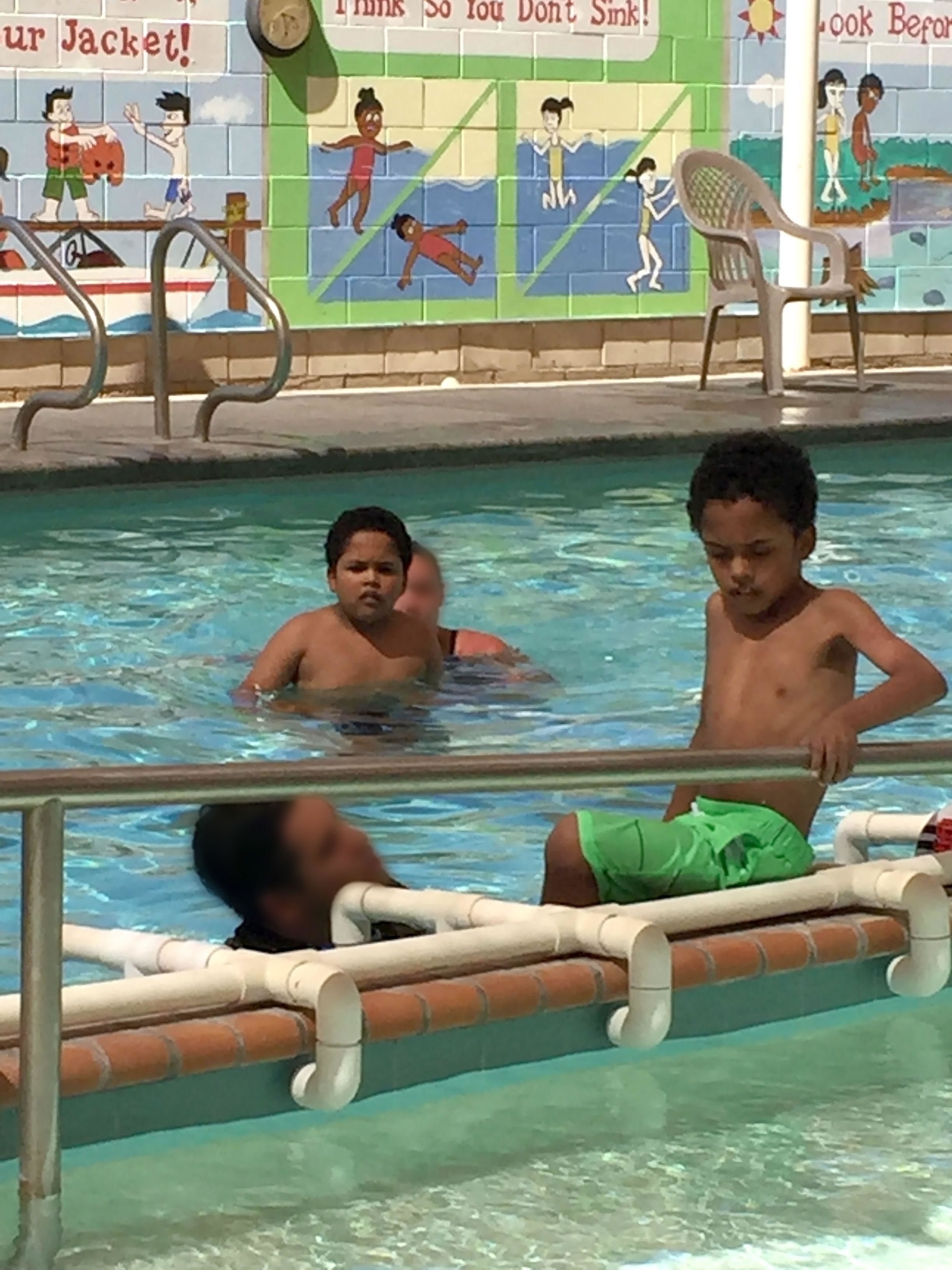Boys at swimming lesson