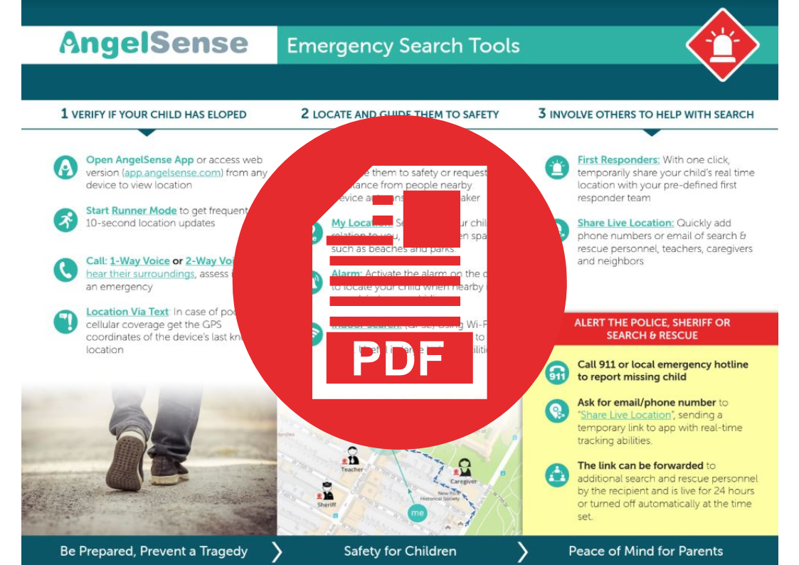 Herramientas de búsqueda de emergencia y guía de preparación para la seguridad de AngelSense