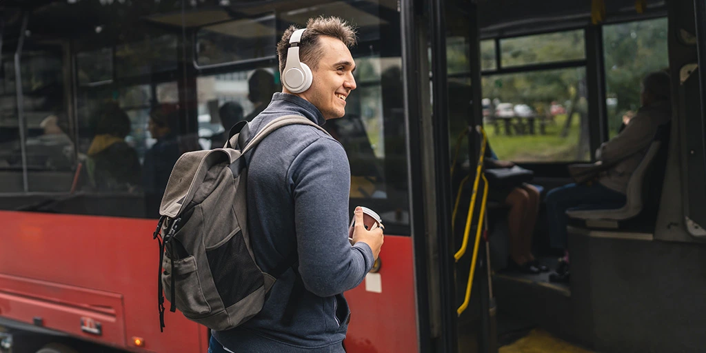 Autistic adult, preparing for independent living by using public transportation.